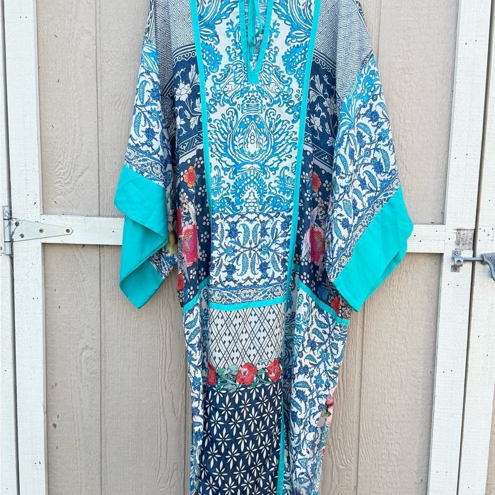 Johnny Was 100% Silk Kimono Duster – Size L | Boho Floral Paisley Print - Picture 9 of 12